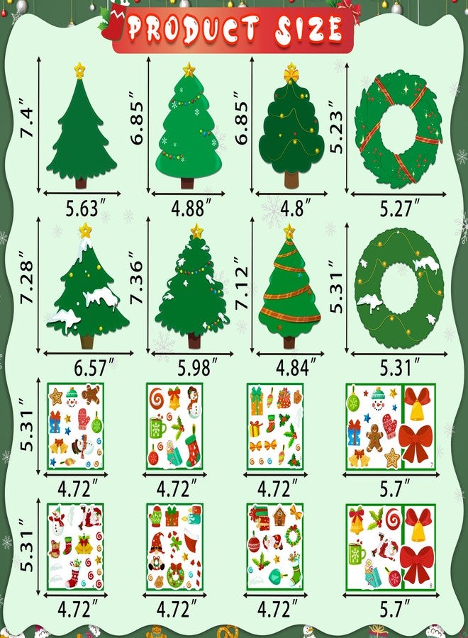 80UncleKimby 60pcs Christmas Crafts for Kids - DIY Xmas Tree Wreath Ornaments with Sticker Kits - Set for Holiday Decorations, Party Favors, and Classroom Activities - Image 4